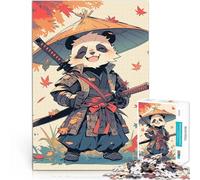 Jigsaw Puzzle for Adults 1000 Pieces Panda Samurai - Cute samourai Quizspiel Einzigartige Geburtstags- und Geschenkideen38x26cm