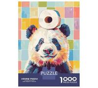 Jigsaw Puzzle for Adults 1000 Pieces, Panda with Toilet Paper on Head Artwork, Mindfulness Activity, Christmas Puzzle Collection, Precision Cut Pieces, 52x38cm/1000pcs