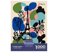 Jigsaw Puzzle for Adults 1000 Pieces Paris Eiffel Tower Colorful Illustration Jigsaw for Adults Relax Games Hand Speed Race Difficult And Challenge 70x50cm/1000pcs