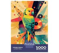 Jigsaw Puzzle for Adults 1000 Pieces Parrot with Retro Vibes Bright Green Budgerigar Parrot Puzzles for Adults Relax Games Pattern Assembly for Is Ideal As A Gift 70x50cm/1000pcs
