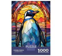 Jigsaw Puzzle for Adults 1000 Pieces Penguin Stained Glass Jigsaw Puzzle Brain Teaser Game Stress Reliever Birthday And Unique Gifts 70x50cm/1000pcs