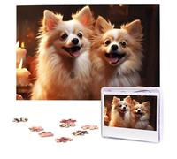Jigsaw Puzzle for Adults 1000 Pieces Personalized Photos Puzzles Yellow pomeranian Puzzles with Storage Bag Challenging Picture Puzzle for Home Decor Family Wedding