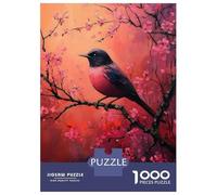 Jigsaw Puzzle for Adults 1000 Pieces Pink Bird on Cherry Blossom Branch Puzzles for Adults Relax Games Pattern Assembly for Is Ideal As A Gift 52x38cm/1000pcs