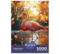 Jigsaw Puzzle for Adults 1000 Pieces, Pink Flamingo in Autumn Artwork, Mindfulness Activity, Christmas Puzzle Collection, Precision Cut Pieces, 70x50cm/1000pcs