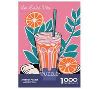 Jigsaw Puzzle for Adults 1000 Pieces, Pink Italian Drink Artwork, Mindfulness Activity, Idea, Durable Puzzle Pieces, 38x26cm/1000pcs