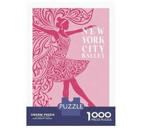 Jigsaw Puzzle for Adults 1000 Pieces Pink NY Ballet Poster Jigsaw Puzzle Brain Teaser Game For Family Fun Parent-child Interaction 70x50cm/1000pcs