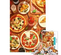 Jigsaw Puzzle for Adults 1000 Pieces Pizza Feast Still Life Illustration Brain Teaser Game Challenging Game Toys Funny Gifts Staycation Kill Time (size 50x75cm)