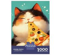 Jigsaw Puzzle for Adults 1000 Pieces Pizza Loving Calico Cat Jigsaw Puzzle Brain Teaser Game For Family Fun Parent-child Interaction 52x38cm/1000pcs