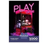 Jigsaw Puzzle for Adults 1000 Pieces Play Or Die Gamer Quote Puzzles for Adults Relax Games Pattern Assembly for Is Ideal As A Gift 52x38cm/1000pcs