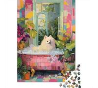Jigsaw Puzzle for Adults 1000 Pieces Pomeranian in Bubble Bath Adult Jigsaw Puzzle Relaxing Games Wall Decoration for Is Ideal As A Gift 38x26cm/1000pcs