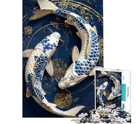 Jigsaw Puzzle for Adults 1000 Pieces Porcelain Koi Harmony Jigsaw for Adults Relax Games Perfect Decoration for Is Ideal As A Gifts (Size 38x26cm)