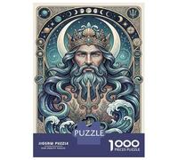 Jigsaw Puzzle for Adults 1000 Pieces, Poseidon God of The Sea Artwork, Mindfulness Activity, Idea, Durable Puzzle Pieces, 38x26cm/1000pcs