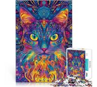 Jigsaw Puzzle for Adults 1000 Pieces Psychedelic Cat Abstract Made of cardboard for and 14 years and over Play Toys As a gift for the whole family and friends。size：38x52cm