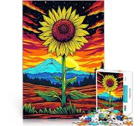 Jigsaw Puzzle for Adults 1000 Pieces Psychedelic Sunflower Sunset Für Familienspaß Heimdekoration Spielzeug75x50cm