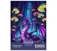 Jigsaw Puzzle for Adults 1000 Pieces Purple Dragon in Mushroom Cave Jigsaw Puzzle Relaxing Games Difficult Challenge Unique Gifts for Birthday And Christmas 52x38cm/1000pcs