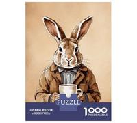 Jigsaw Puzzle for Adults 1000 Pieces Rabbit Animals Coffee Jigsaw Puzzle Relaxing Games Difficult Challenge Unique Gifts for Birthday And Christmas 70x50cm/1000pcs