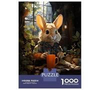 Jigsaw Puzzle for Adults 1000 Pieces Rabbit Cafe Coffee Vibes Teenager Puzzles DIY Toys Precision Cutting Difficult And Challenge 52x38cm/1000pcs