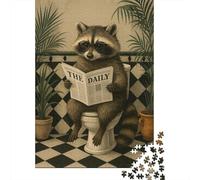 Jigsaw Puzzle for Adults 1000 Pieces Raccoon Reading Newspaper Adult Jigsaw Puzzle Hands-on Game Pattern Assembly Unique Gifts for Birthday And Christmas 70x50cm/1000pcs