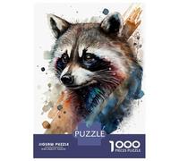 Jigsaw Puzzle for Adults 1000 Pieces Raccoon Watercolor Jigsaws for Adults Toy Wall Decor Improve Memory for Is Ideal As A Gift 38x26cm/1000pcs