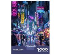 Jigsaw Puzzle for Adults 1000 Pieces Rainy Night in Neon City Puzzle for Adults Fun Games Difficult Hard Birthday And Unique Gifts 70x50cm/1000pcs