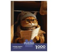 Jigsaw Puzzle for Adults 1000 Pieces Reading Cute Cartoon Cat Teenager Puzzles Fun Games Staycation Kill Time for Is Ideal As A Gift 38x26cm/1000pcs