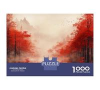 Jigsaw Puzzle for Adults 1000 Pieces Red Autumn Forest with Deer Jigsaw Puzzle Relaxing Games Difficult Challenge Unique Gifts for Birthday And Christmas 70x50cm/1000pcs