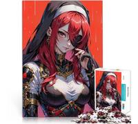 Jigsaw Puzzle for Adults 1000 Pieces Red-Haired Nun with Eyepatch Hands-on-Spiel einzigartiges Herausforderungsspiel75x50cm