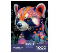Jigsaw Puzzle for Adults 1000 Pieces Red Panda with Floral Pattern Teenager Puzzles Fun Games Staycation Kill Time for Is Ideal As A Gift 52x38cm/1000pcs