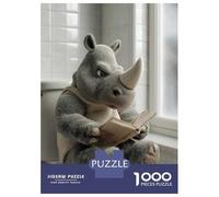 Jigsaw Puzzle for Adults 1000 Pieces Rhino Reading A Book on A Toilet Puzzles for Adults DIY Toys Perfect Decoration Birthday And Unique Gifts 70x50cm/1000pcs