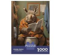 Jigsaw Puzzle for Adults 1000 Pieces Rhino Toilet Decor Puzzle for Adults Family Game Improve Memory Parent-child Interaction 38x26cm/1000pcs