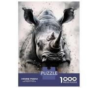 Jigsaw Puzzle for Adults 1000 Pieces Rhinoceros Black Ink Jigsaws for Adults Toy Wall Decor Improve Memory for Is Ideal As A Gift 52x38cm/1000pcs
