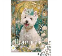 Jigsaw Puzzle for Adults 1000 Pieces Romantic Westie Dog Art Print Adult Jigsaw Puzzle Hands-on Game Pattern Assembly Unique Gifts for Birthday And Christmas 52x38cm/1000pcs