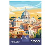 Jigsaw Puzzle for Adults 1000 Pieces Rome Cityscape Illustration Teenager Puzzles DIY Toys Precision Cutting Difficult And Challenge 70x50cm/1000pcs