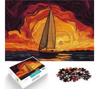 Jigsaw Puzzle for Adults 1000 Pieces Sailboat at Sunset Made of cardboard for and 14 years and over Home art decoration great gift。size:26x38cm/10.24x14.96inch