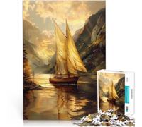 Jigsaw Puzzle for Adults 1000 Pieces Sailboat at Sunset Made of cardboard for and 14 years and over Educational Game Challenge Toy Great gift for gaming。size:26x38cm/10.24x14.96inch