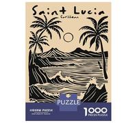 Jigsaw Puzzle for Adults 1000 Pieces Saint Lucia Caribbean Black And Beige Print Jigsaw Puzzle Brain Teaser Game For Family Fun Parent-child Interaction 70x50cm/1000pcs