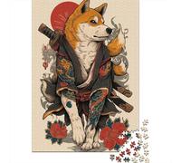 Jigsaw Puzzle for Adults 1000 Pieces Samurai Dog Tattoo Art Print Adult Jigsaw Puzzle Hands-on Game Pattern Assembly Unique Gifts for Birthday And Christmas 52x38cm/1000pcs
