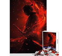 Jigsaw Puzzle for Adults 1000 Pieces Samurai Warrior Red Smoke Anti-Stress Toys Gifts Ideas Hands-on Game Improving Love between Couples size 50x75cm