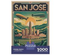 Jigsaw Puzzle for Adults 1000 Pieces, San Jose Vintage Travel Artwork, Mindfulness Activity, Festive Season Fun, Premium Thick Cardboard, 52x38cm/1000pcs