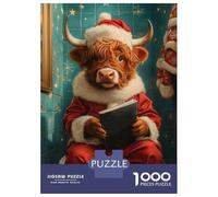 Jigsaw Puzzle for Adults 1000 Pieces Santa Cow Reading Puzzles for Adults Relax Games Pattern Assembly for Is Ideal As A Gift 70x50cm/1000pcs