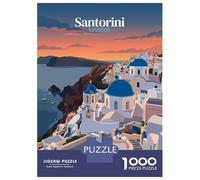 Jigsaw Puzzle for Adults 1000 Pieces Santorini Greece Travel Puzzle for Adults Family Game Improve Memory Parent-child Interaction 70x50cm/1000pcs