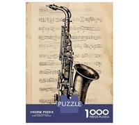 Jigsaw Puzzle for Adults 1000 Pieces Saxophone Sheet Music Adult Jigsaw Puzzle Relaxing Games Wall Decoration for Is Ideal As A Gift 52x38cm/1000pcs