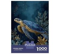 Jigsaw Puzzle for Adults 1000 Pieces Sea Turtle in Deep Blue Ocean Jigsaw Puzzle Relax Games Precision Cutting Parent-child Interaction 38x26cm/1000pcs