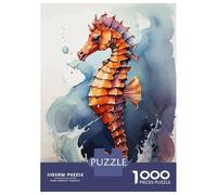 Jigsaw Puzzle for Adults 1000 Pieces Seahorse Watercolor Art Jigsaw for Adults Relax Games Hand Speed Race Difficult And Challenge 38x26cm/1000pcs