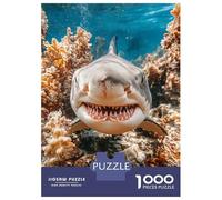 Jigsaw Puzzle for Adults 1000 Pieces Shark Portrait Underwater with Coral Reef Puzzle for Adults Family Game Improve Memory Parent-child Interaction 38x26cm/1000pcs