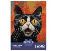 Jigsaw Puzzle for Adults 1000 Pieces Shocked Cat Funny Animal Jigsaw Puzzle Relaxing Games Difficult Challenge Unique Gifts for Birthday And Christmas 70x50cm/1000pcs