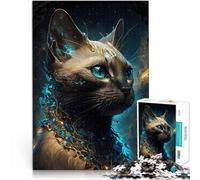 Jigsaw Puzzle for Adults 1000 Pieces Siamese Cat Fictive Made of cardboard，for age 14 years and over Intellectual Game Christmas Birthday Gifts 。size：38x52cm/14.96x20.47inch