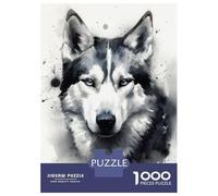 Jigsaw Puzzle for Adults 1000 Pieces Siberian Husky Dog Art Jigsaw Puzzle Relaxing Games Difficult Challenge Unique Gifts for Birthday And Christmas 52x38cm/1000pcs