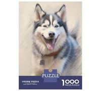 Jigsaw Puzzle for Adults 1000 Pieces Siberian Husky Sketch Jigsaws for Adults Toy Wall Decor Improve Memory for Is Ideal As A Gift 70x50cm/1000pcs