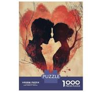 Jigsaw Puzzle for Adults 1000 Pieces Silhouette Couple in Heart Jigsaw Puzzle Brain Teaser Game Stress Reliever Birthday And Unique Gifts 52x38cm/1000pcs